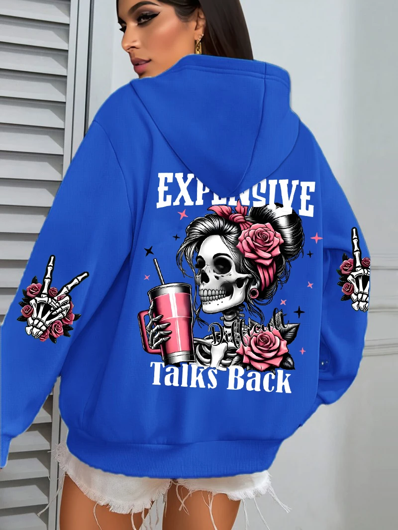 Sudadera con capucha con estampado divertido para mujer, jerséis holgados multicolores, ropa deportiva de lana para otoño, Sudadera con capucha informal con bolsillo