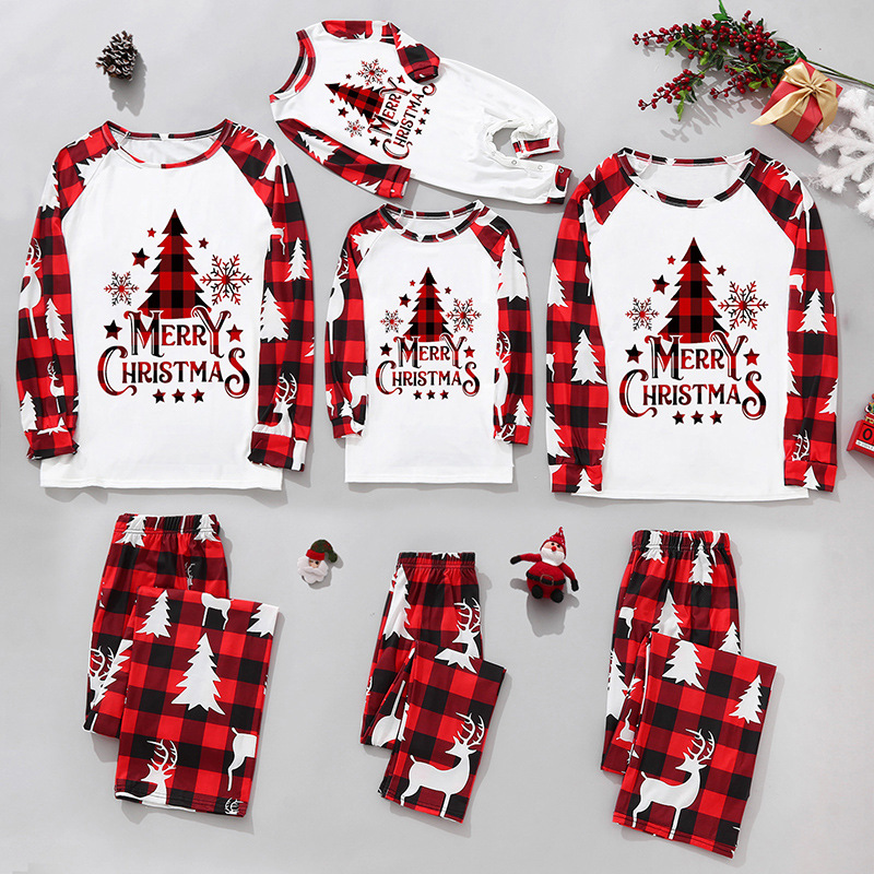 Conjuntos navideños a juego para la familia, conjunto de pijamas de 2 piezas para mamá, papá y niño, peleles para bebé, ropa de dormir holgada informal, pijamas de aspecto familiar de Navidad