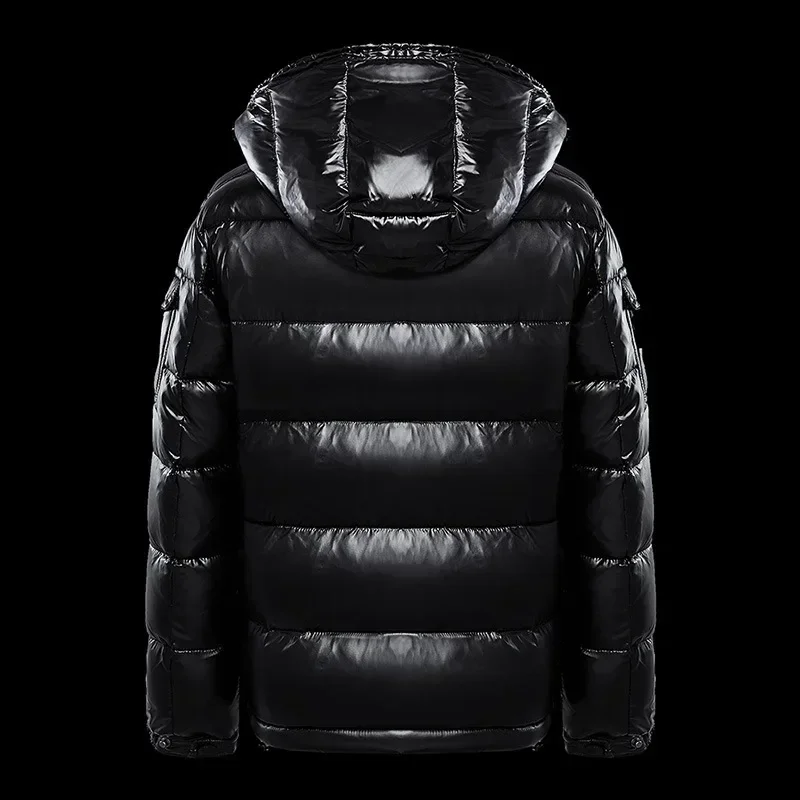 Winter New Glossy Down Jacket Men's and Women's Puffer Jacket Hooded Plus Size Coats Thickened Warm Down Coat Goose Down