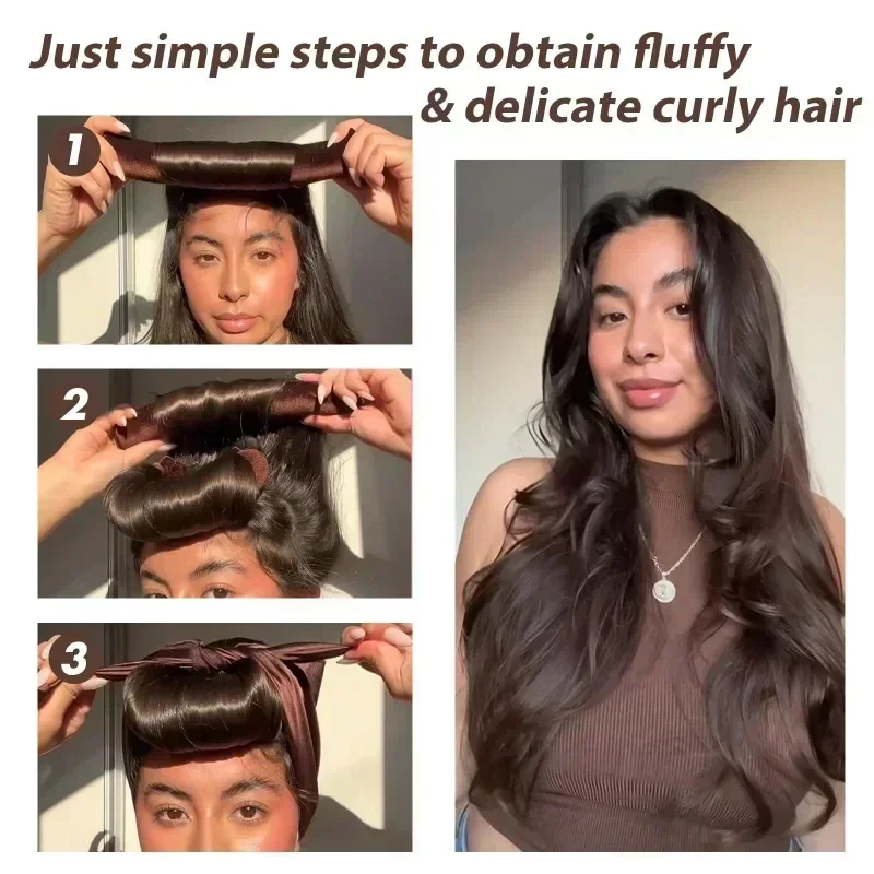 Heatless Hair Curler ไม่มีความร้อนลูกกลิ้งผม Curling Rod แถบคาดศีรษะนุ่ม Curlers หยิกซาติน Sleeping Bonnet Night หมวกจัดแต่งทรงผมเครื่องมือ
