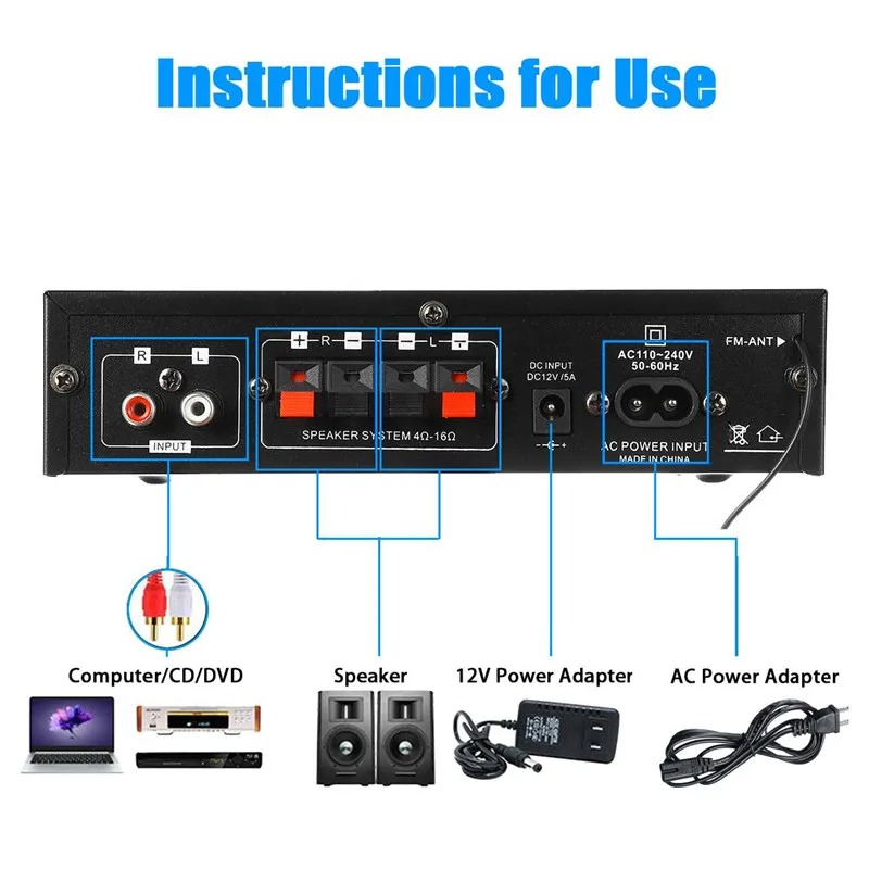 G30 digitale versterker 30W + 30W HiFi stereo Bluetooth USB-radio - compact, hoogwaardig geluid voor thuisaudio en klein podium