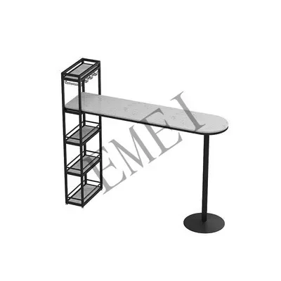 marble home bar table, living room partition wine rack integrated dining table against the wall high table and chair combination