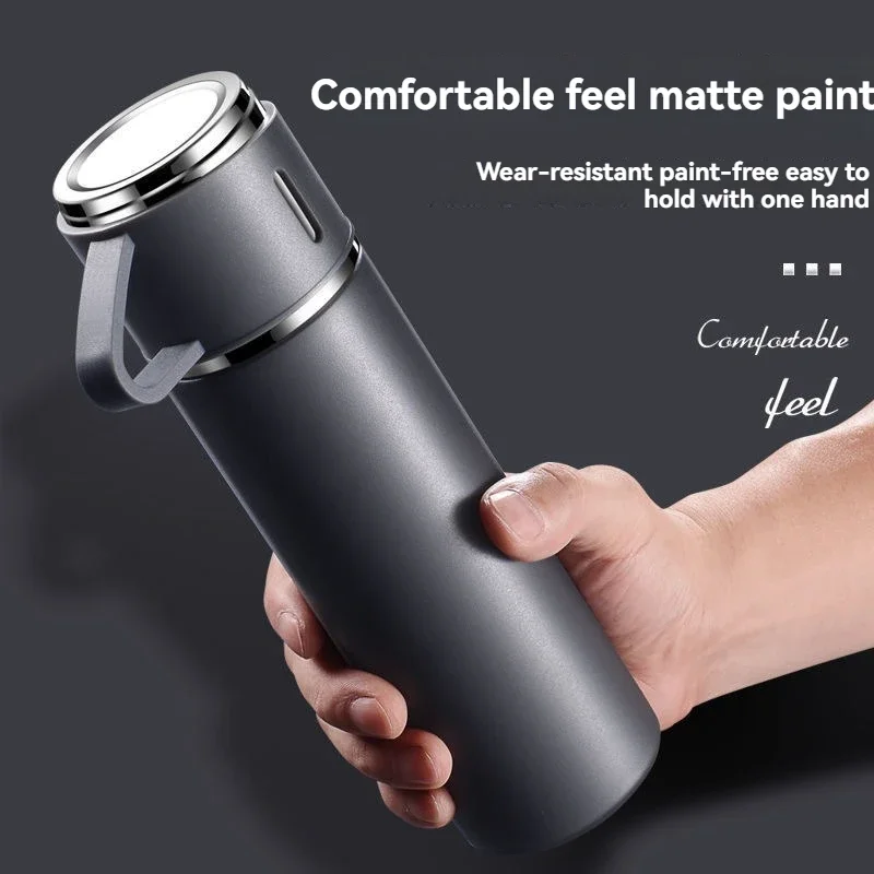 Tazza isolante in acciaio inossidabile Set regalo con tre copertine di grande capacità sigillate per perdite, tazza d'acqua portatile di alta qualità