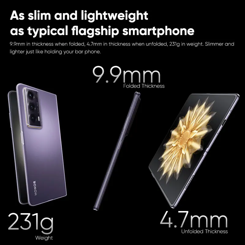 Versión Global Honor Magic V2 5G plegable LTPO OLED 120Hz pantalla 7,92 "50MP cámaras traseras Snapdragon 8 Gen 2 5000mAh 66W NFC