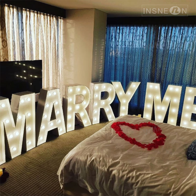 Alphabet Lettering Signage 70-120cm LED Bulb Letter Wedding Flower Shop Holiday Birthday Party Decor 3D Marquee Letters Sign