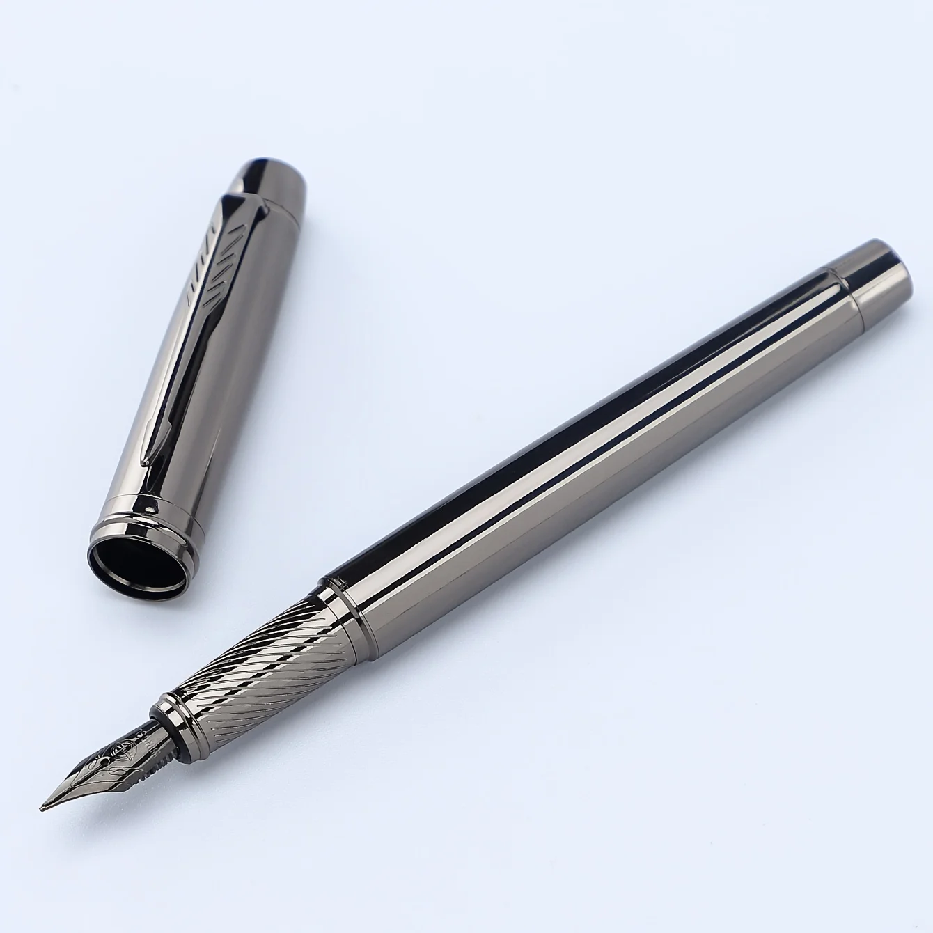 1 Pc Silver Grey High-end ธุรกิจปากกาโลหะ, ปากกา Lridium Tip ขนาดกลาง 0.5 มม. สําหรับห้องเรียนโรงเรียน, สํานักงาน, เขียนรายวัน