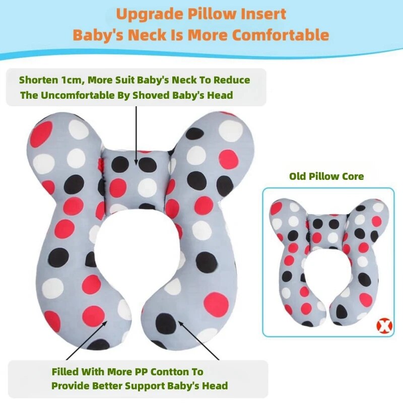 Almohada de viaje para bebé para cabeza y cuello, almohada de soporte para bebé mejorada, almohadas para el cuello del bebé para asiento de coche, almohada, viaje