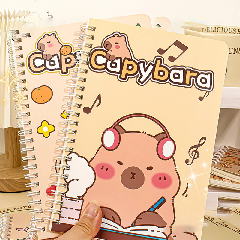 A5 Notebook Cartoon Capybara Line Circle Cute Diary Book Exam Preparation Resource Organizer Notebook 145*210mm