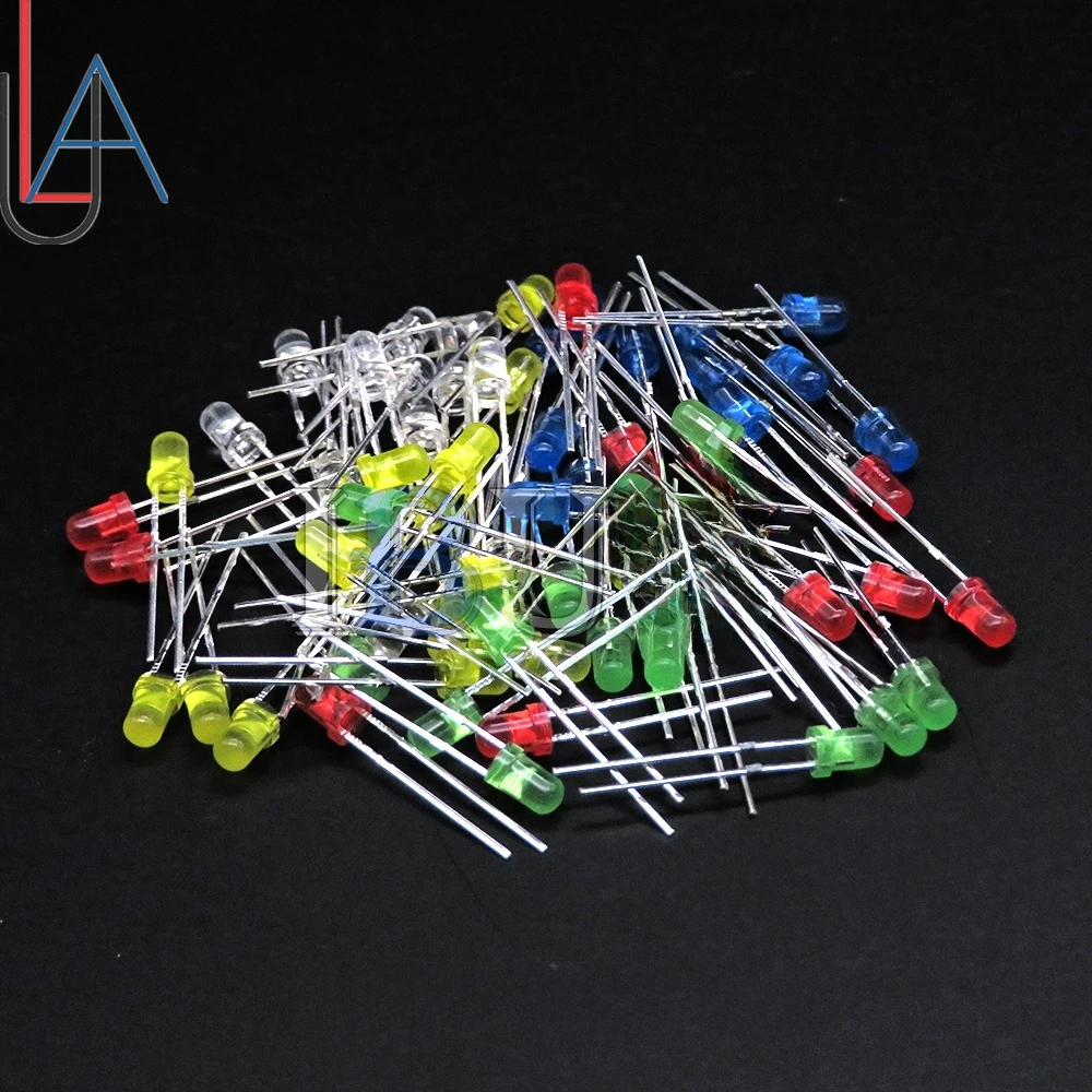 100PCS LAUBEI 5mm LED 다이오드 F5 모듬 키트 흰색 녹색 빨간색 파란색 노란색 오렌지 핑크 보라색 따뜻한 흰색 DIY 발광 다이오드