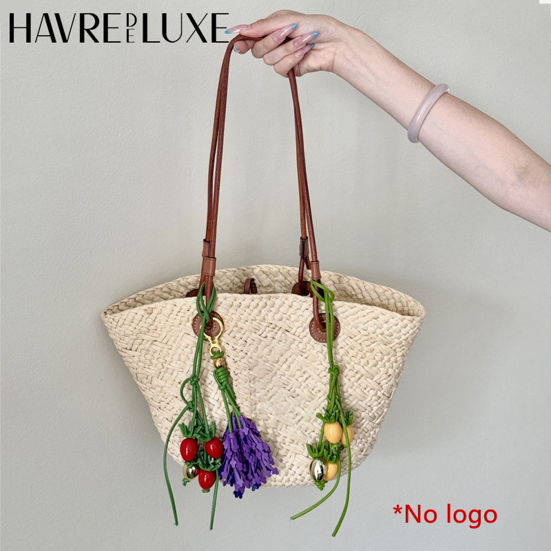 Abalorio de bolso de piel de vaca, exquisito colgante de cuerda de tomate para mujer, bonito colgante para mochila que combina con todo, accesorios para bolso