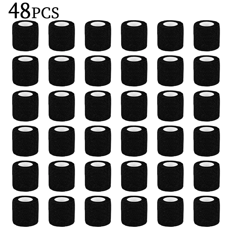6/12/24/48Pcs Tattoo Verband POSEIDON Einweg Wasserdicht Selbst-klebe Elastische Bandage Schwarz montiert Tattoo Verband