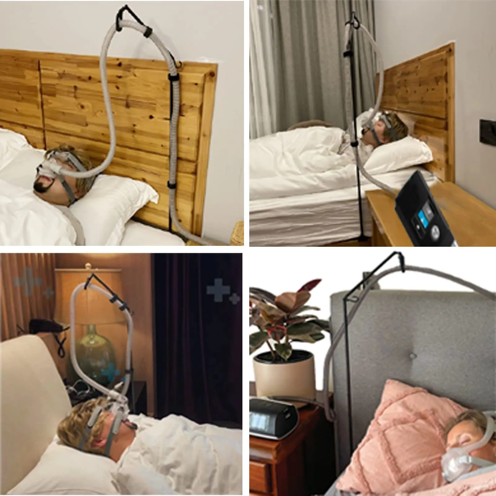 CPAP อุปกรณ์เสริมที่ใส่ท่อหน้ากากไม้แขวนเสื้อท่อยกท่อรองรับพับได้ 360 °   หมุนได้ใส่ใต้ที่นอนแขวนท่อ BIPAP APAP