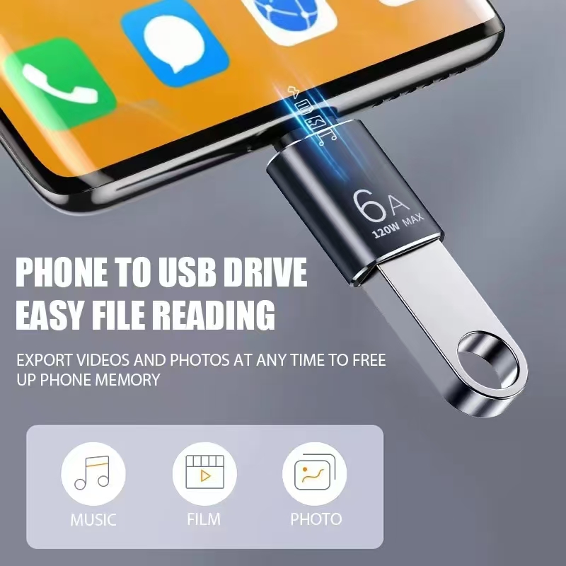 6A USB 유형 C OTG 어댑터 120W USB-C 남성 유형-c 여성 충전기 변환기 삼성 Macbook 데이터 전송