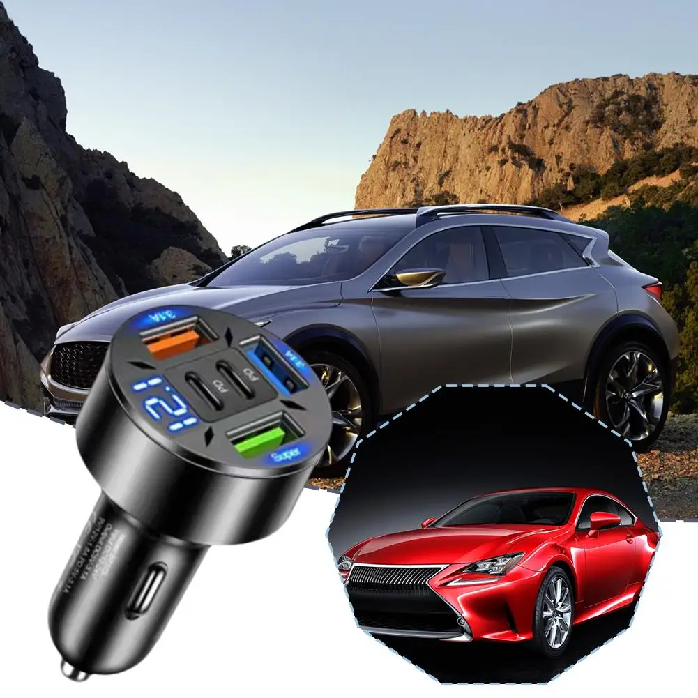 Новое цифровое автомобильное зарядное устройство 2PD + 3 USB, 5 портов, быстрая зарядка PD QC3.0 USB C, автомобильное зарядное устройство для телефона, адаптер для Samsung
