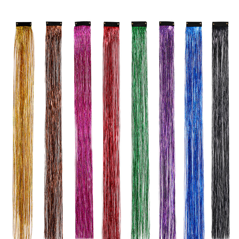 เงาหัวข้อ Glitter ผม Tinsel ชุดทองผ้าไหมผม Glitter String Extensions อุปกรณ์เสริมสําหรับผู้หญิง Headdress
