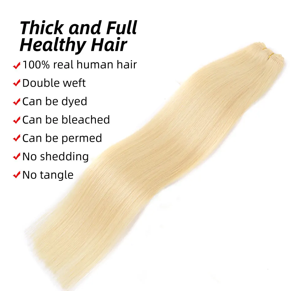 ตรงเส้นผมมนุษย์สานบราซิล Remy เส้นผมมนุษย์รวมกลุ่มเย็บ Weft Extensions ตรงสีบลอนด์100G 12 "-24" ธรรมชาติ