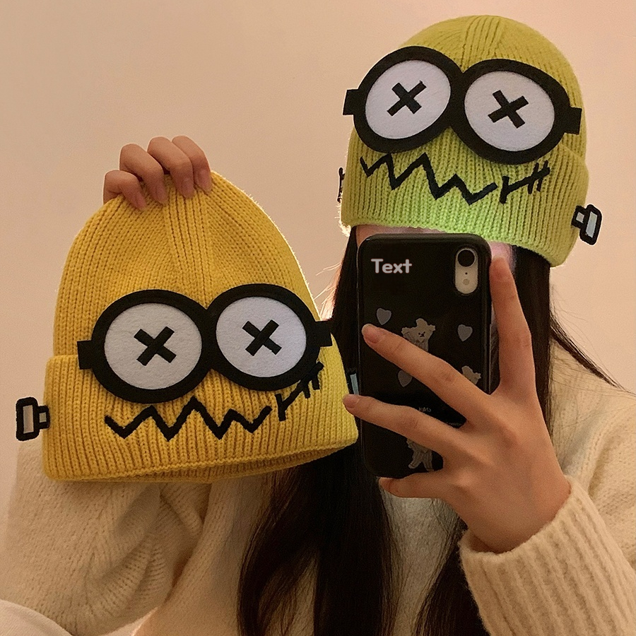 Nette Lustige Gestrickte Wolle Hut Frauen Neue Herbst Winter Stil Wärme Student Paar Kopf Bedecken Ohr Schutz Hut Weihnachten Geschenk