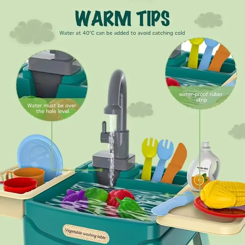 Jouets de lavage de légumes pour enfants, jeu à la maison, éducation précoce, simulation de cuisine, table à vaisselle électrique, sortie d'eau