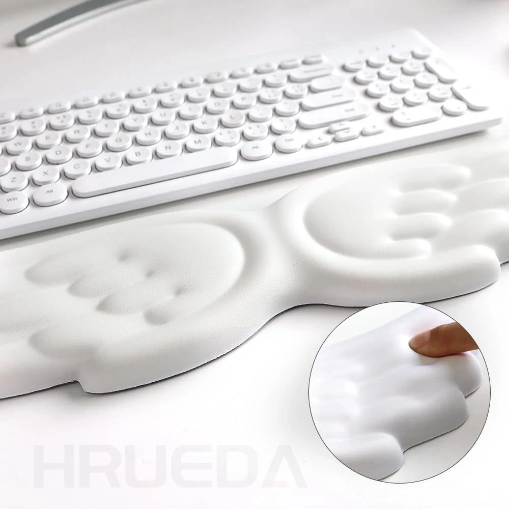 Keyboard Mouse Wrist Rest Angel Wing Memory Foam Mouse Pad Set Wrist Support Ergonomic Non-Slip for Computer Laptop Easy Typing