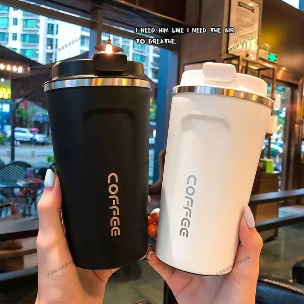 Taza de café de acero inoxidable de 380ml/510ml, Taza térmica de viaje, termo a prueba de fugas, botella de té y café, termo de estilo empresarial para oficina