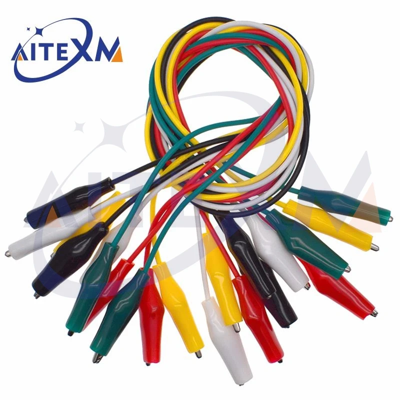 AITEXM 2 ชุด/20 PCS คลิปจระเข้ไฟฟ้า DIY จระเข้ Double-ended คลิปจระเข้ Roach คลิปทดสอบสายจัมเปอร์ 46 ซม.
