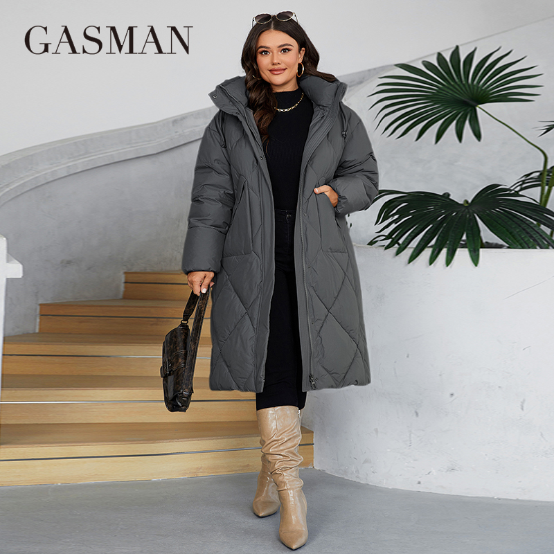 GASMAN 2024 chaqueta de invierno para mujer de talla grande L-6XL abrigo de mujer marca de moda de algodón grueso parka con capucha a prueba de viento 88609