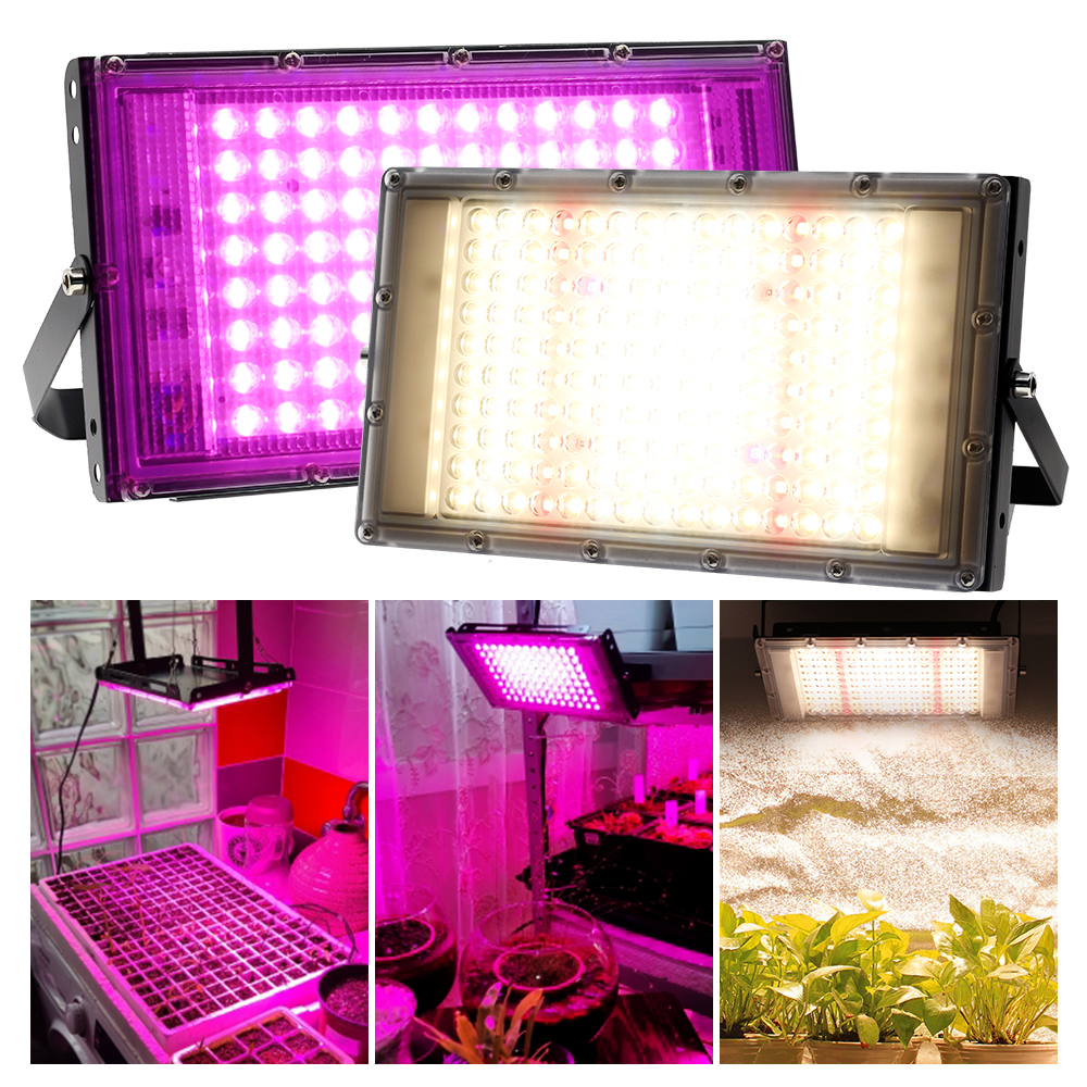 フルスペクトル LED 成長ライト 50 ワット 100 ワット模造太陽光植物ランプ温室水耕植物成長照明