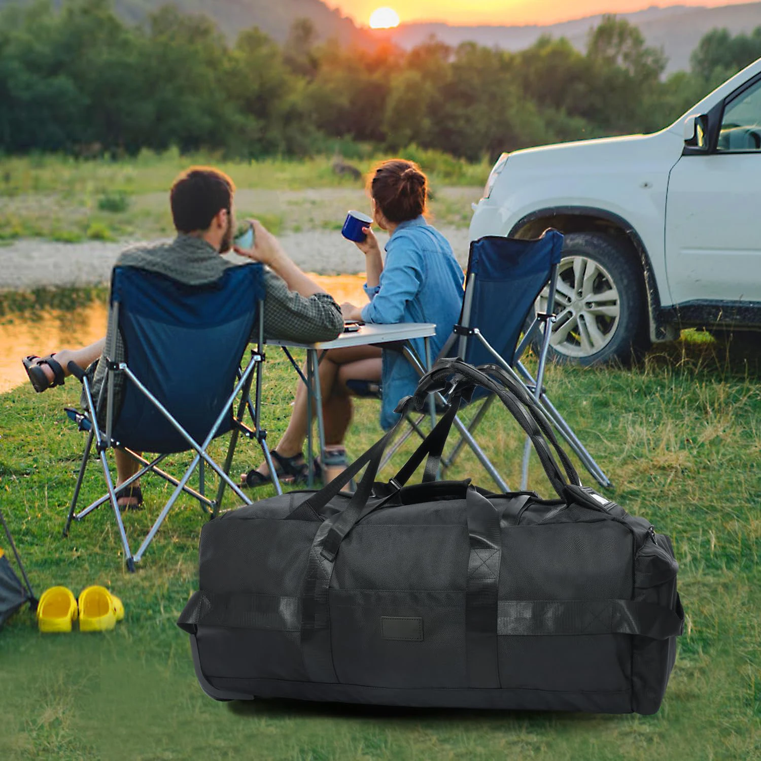 Bolsa de viagem dobrável para 80l, com rodas, 31 ", resistente, dobrável, bagagem com rodas, resistente à água, com alça de ombro
