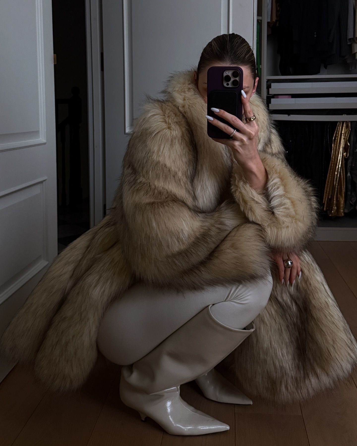 Модное однотонное пушистое пальто с лацканами из лисьего меха, женская элегантная куртка оверсайз с длинным рукавом и градиентом, зимнее плотное теплое женское пушистое пальто