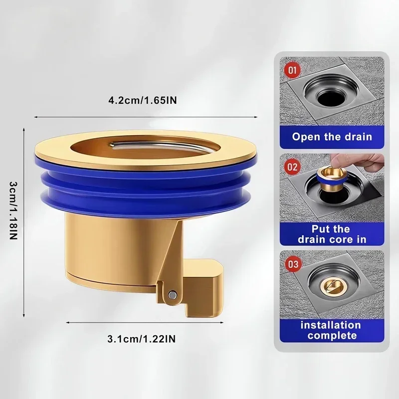Núcleo de drenagem de chão de cobre, chuveiro de vaso sanitário, anti odor e dispositivo repelente de insetos, trampolim, núcleo auto-vedante, acessórios de banheiro