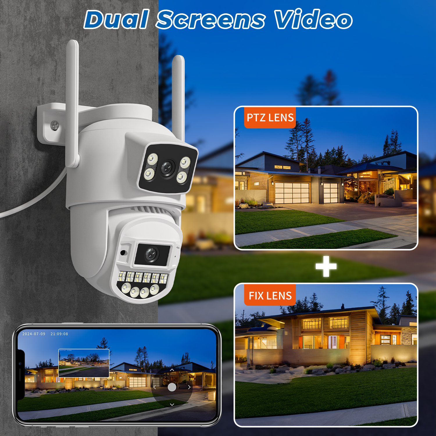 5GHz WiFi Surveillance Camera 4K 8MP Dual Lens AI Human Detection Outdoor Security PTZ IP Cameras 10MP Two-Way Intercom CCTV Cam