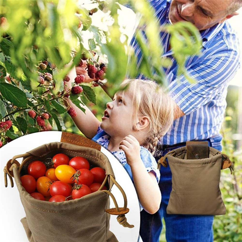 Foraging Pouch For Hiking Outdoor Storage Bag With Drawstring Buckle For Garden