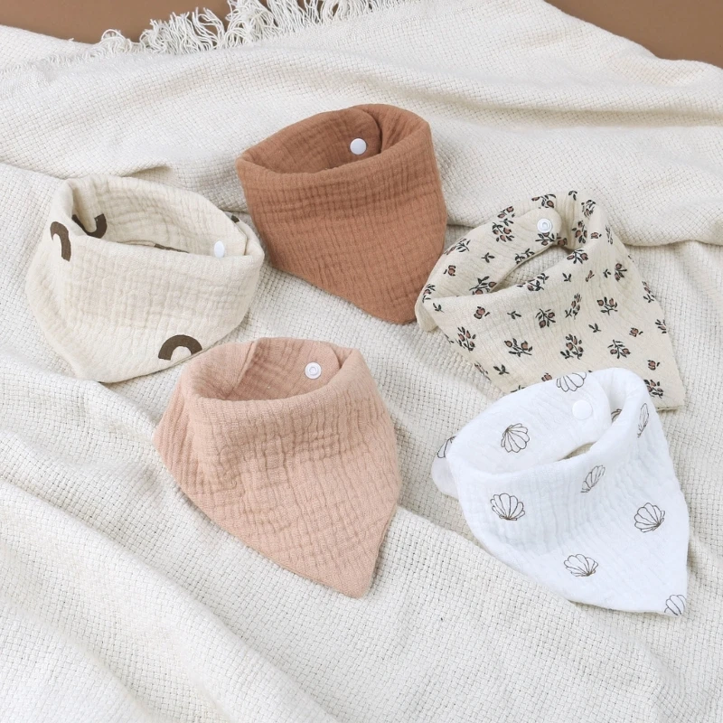 Babero de gasa de algodón para bebé, bufanda triangular ajustable, paños para eructar, toalla de Saliva, accesorios de alimentación, 4 piezas, nuevos diseños