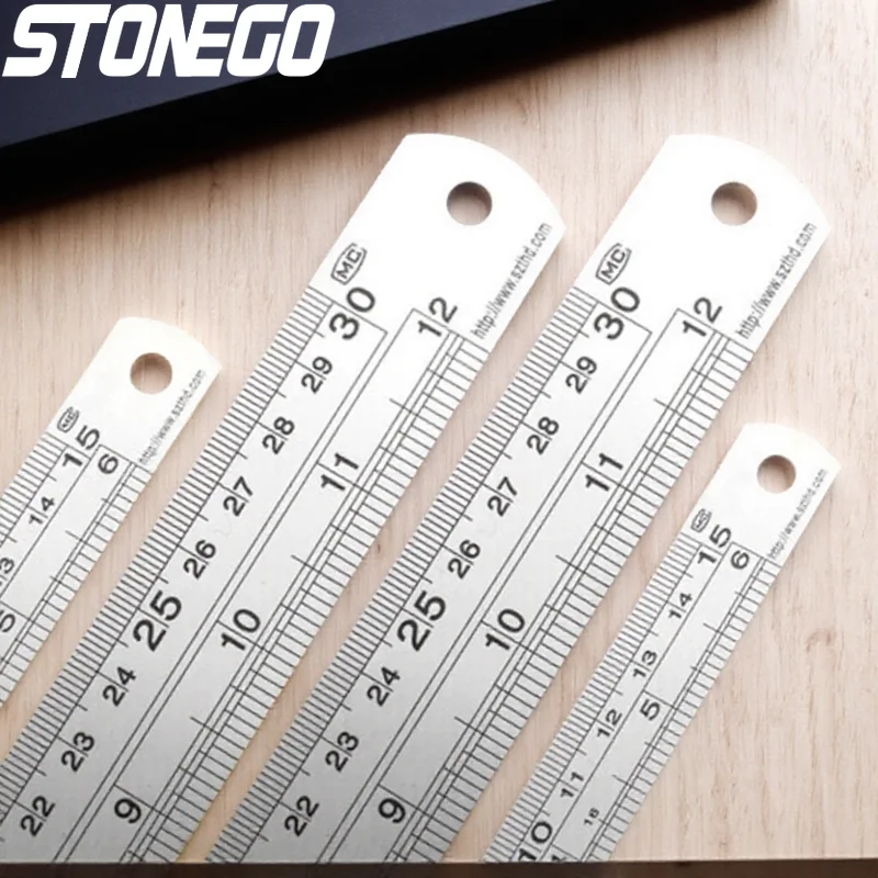 High Precision Stainless Steel Ruler Set 6 8 12 16 20 Inch Double-Sided Metal Measuring Tools for Office and Drawing