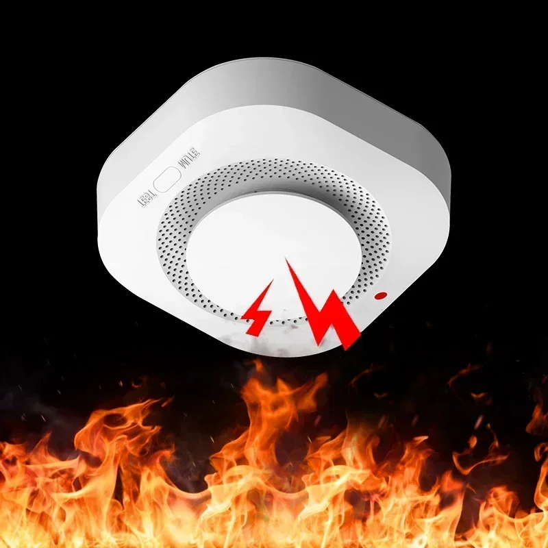 Alarme detector de fumaça com vida útil de 10 anos 80dB, baixa potência e fácil instalação para segurança doméstica/escritório