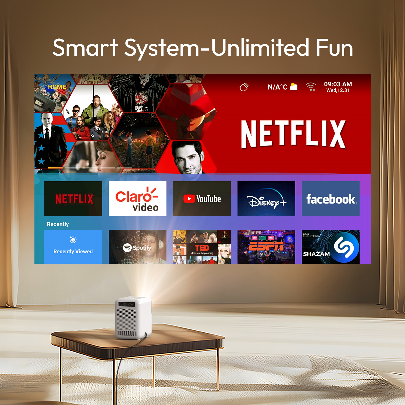 Проектор BYINTEK LOVE U4 4K Smart 1080P Мини-видео для домашнего кинотеатра Android WIFI для кинотеатра со смартфоном