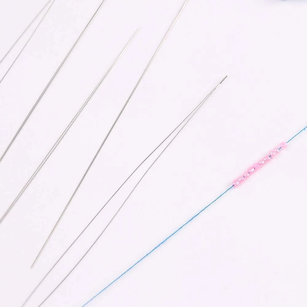 6PCS Beading เข็มยาวตรงประดับด้วยลูกปัดเย็บปักถักร้อยเข็มเข็มและ 3Pcs ลูกปัดเข็มสําหรับเครื่องประดับทํา