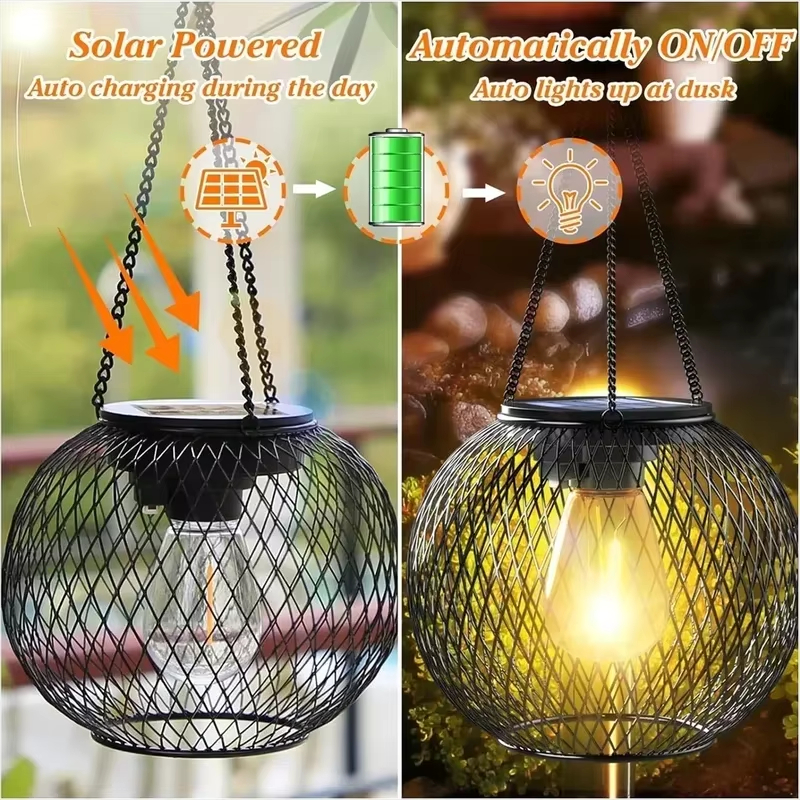 Linterna solar para exteriores, luces solares para exteriores, luces colgantes decorativas para exteriores, linternas solares impermeables, lámpara de jardín para patio