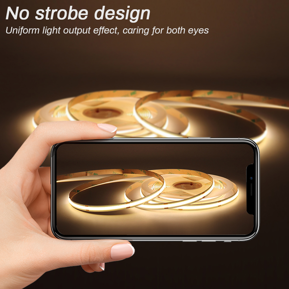 Tira de luces LED COB de 3mm y 5mm, 12V, 24V, regulable, 3000K, 4000K, 6000K, luz LED Flexible de alta densidad para decoración del hogar, tira de luces LED RA90