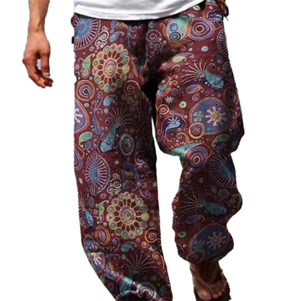Masculino casual baggy harem calças cintura elástica praia solta perna larga hippy calças