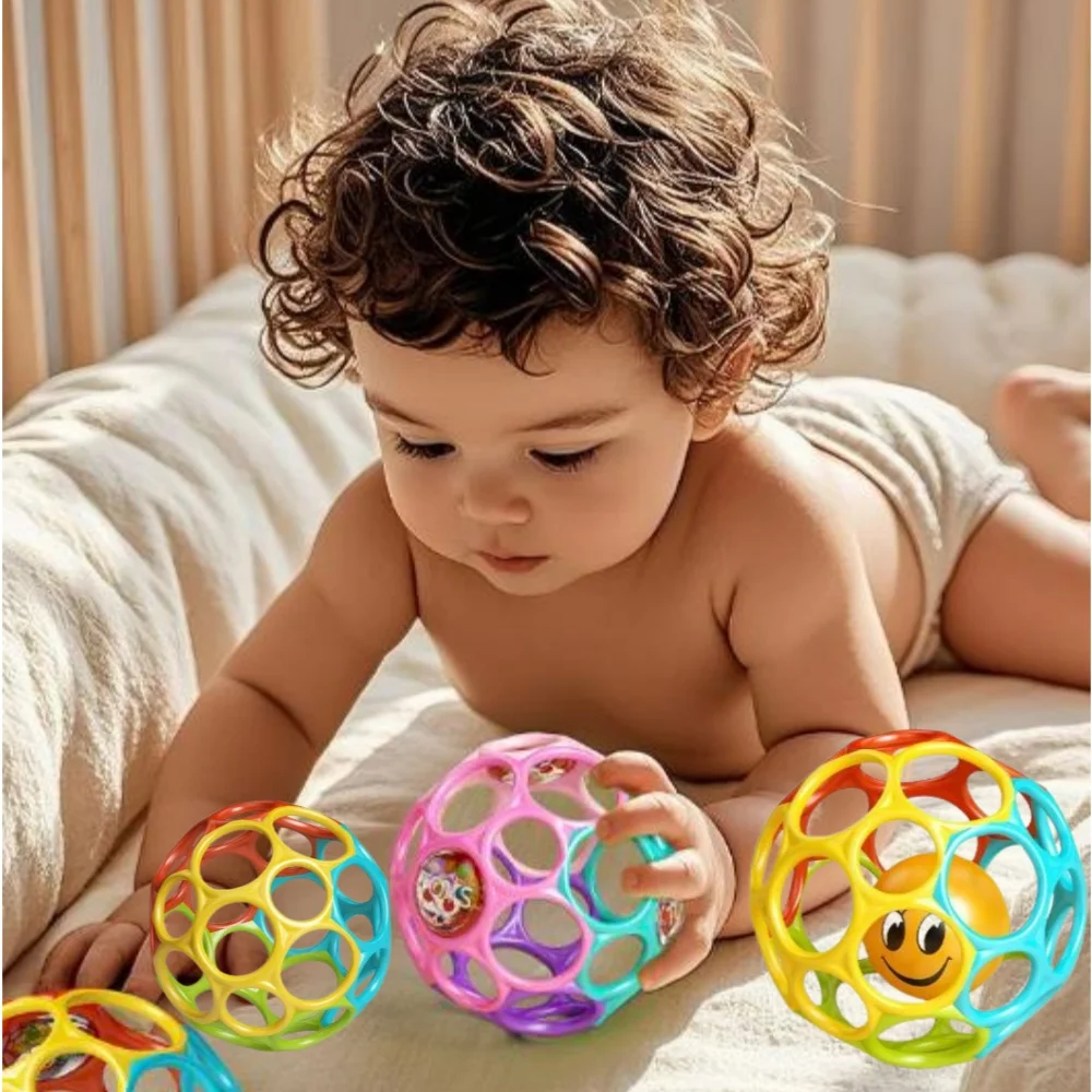 Giocattolo per bambini Palla Sonagli Palla morbida Giocattolo Neonato Afferrare Massaggiagengive Campana a mano Giocattoli sensoriali Giocattoli educativi per bambini per 0-12 mesi Bambino