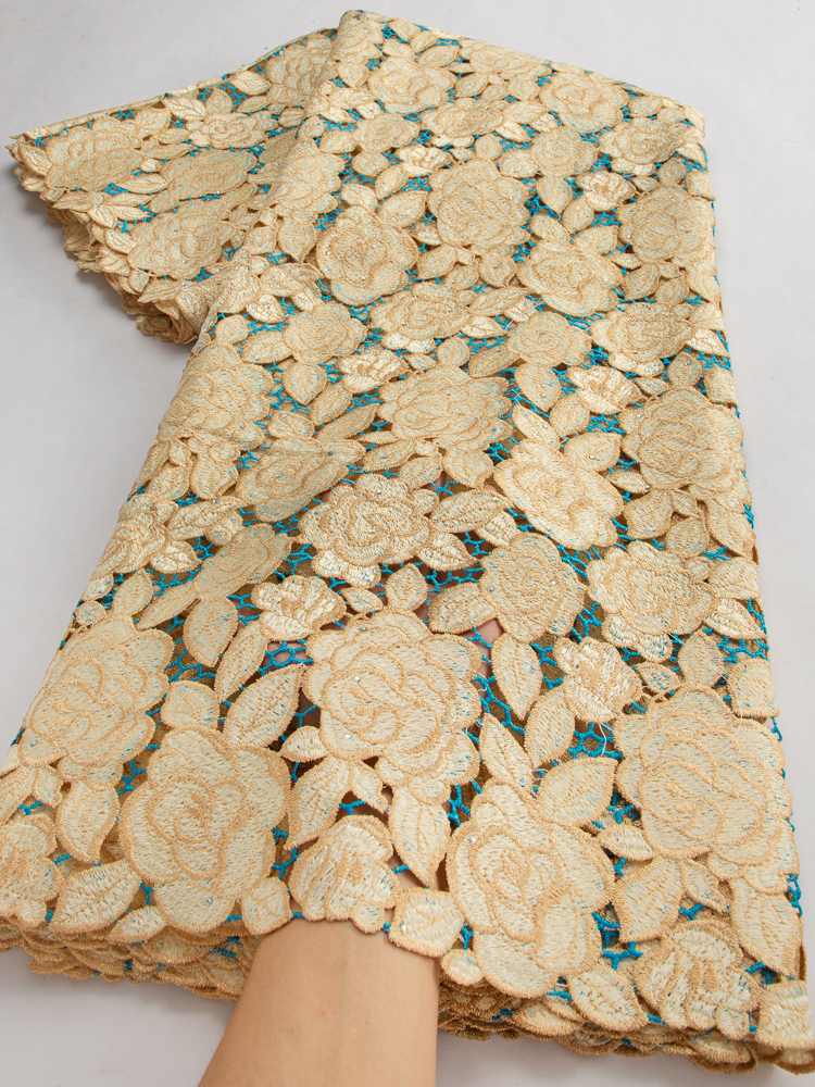 アフリカの水溶性レース生地,女性用,ナイジェリアの石,ギピュールコード,ウェディングドレスの縫製,2.5ヤード,高品質,2025