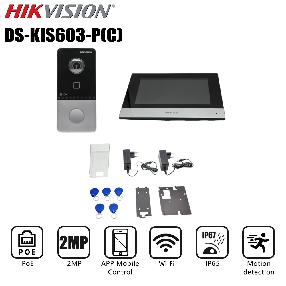 Hikvision DS-KIS603-P(C) Комплект видеодомофона Встроенный микрофон DS-KV6113-WPE1(C) Дверной звонок DS-KH6320-WTE1 Poe Дверная станция WIFI Монитор