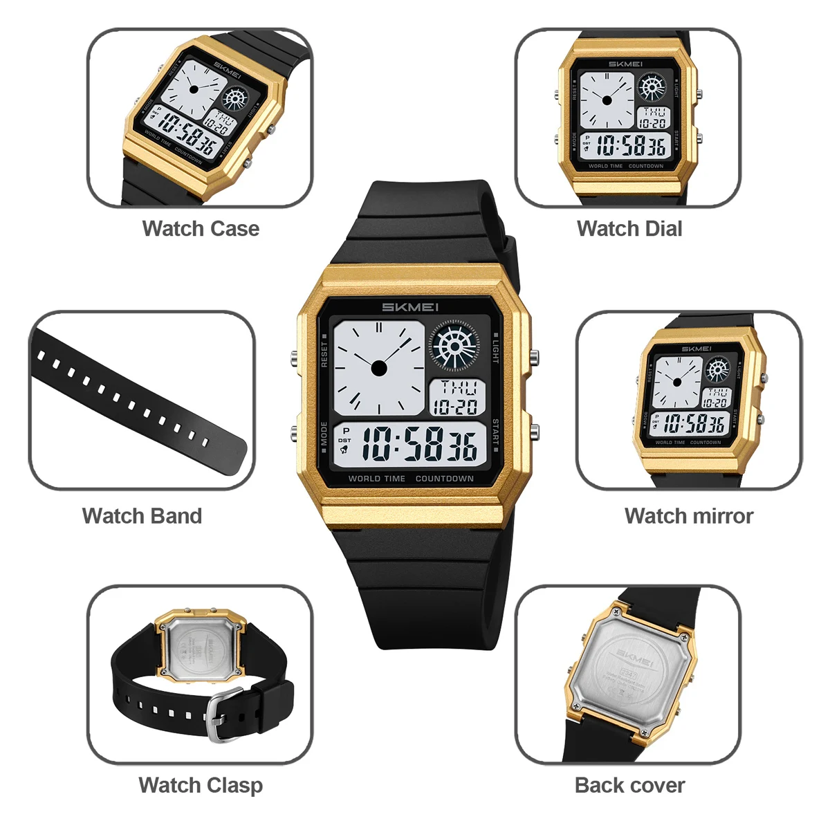 Reloj electrónico deportivo Digital SKMEI con ahorro de luz diurna para hombres y mujeres, Reloj de pulsera cronógrafo resistente al agua para estudiantes al aire libre