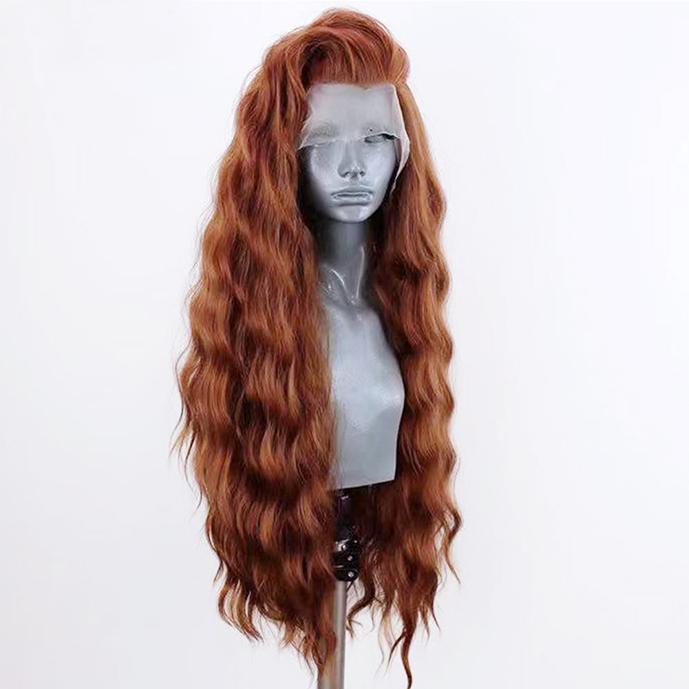 Parrucche anteriori in pizzo sintetico per donne nere Linea sottile naturale Parrucca in pizzo sintetico per capelli Parrucca lunga marrone Pre pizzicata Capelli per bambini Cosplay