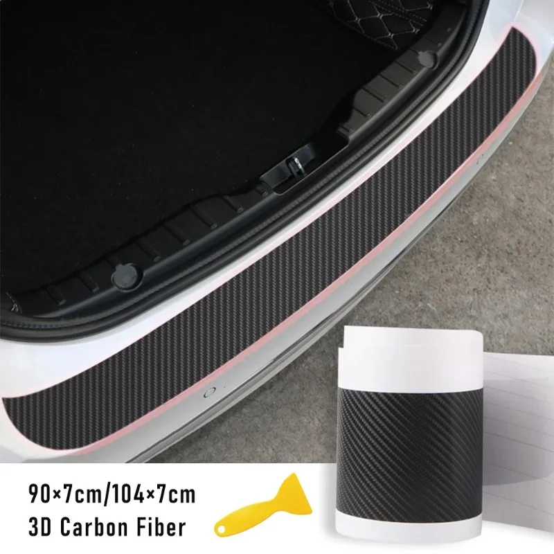 Universele Kofferbak Guard Plaat Sticker Auto Achterbumper Trim Anti-Kicked Krasbescherming Sticker Strip 3D Koolstofvezel film