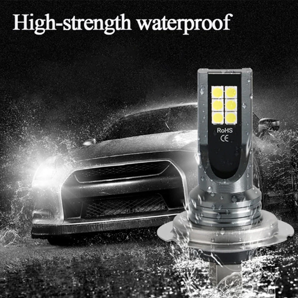 Zestaw żarówek LED H7 Samochodowe żarówki przeciwmgielne 55w Super jasne 6000k Białe światła LED do pojazdów Wysokiej mocy automatyczne reflektory LED DRL