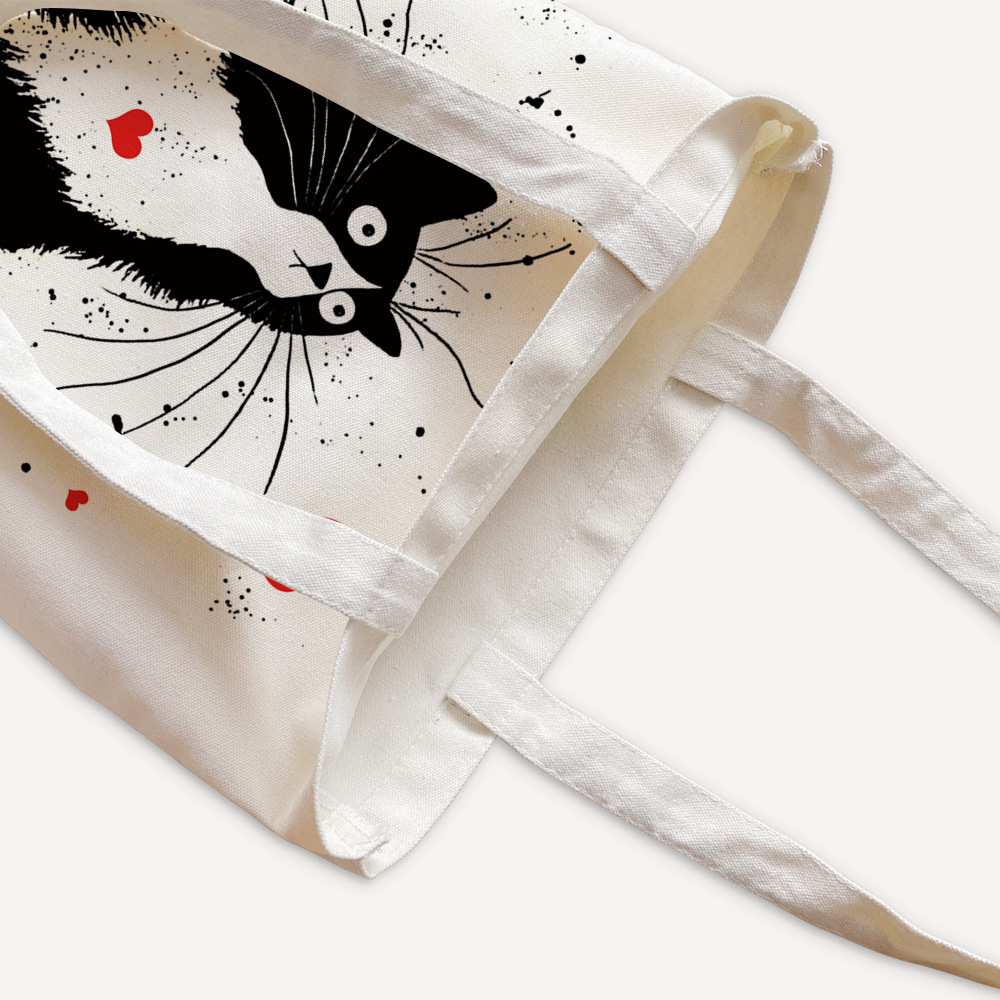 Simpatico gatto Shopping Generi alimentari Riutilizzabile Regalo per ragazza della scuola Borsa tote Andeiltech per donna Estetica senza cerniera
