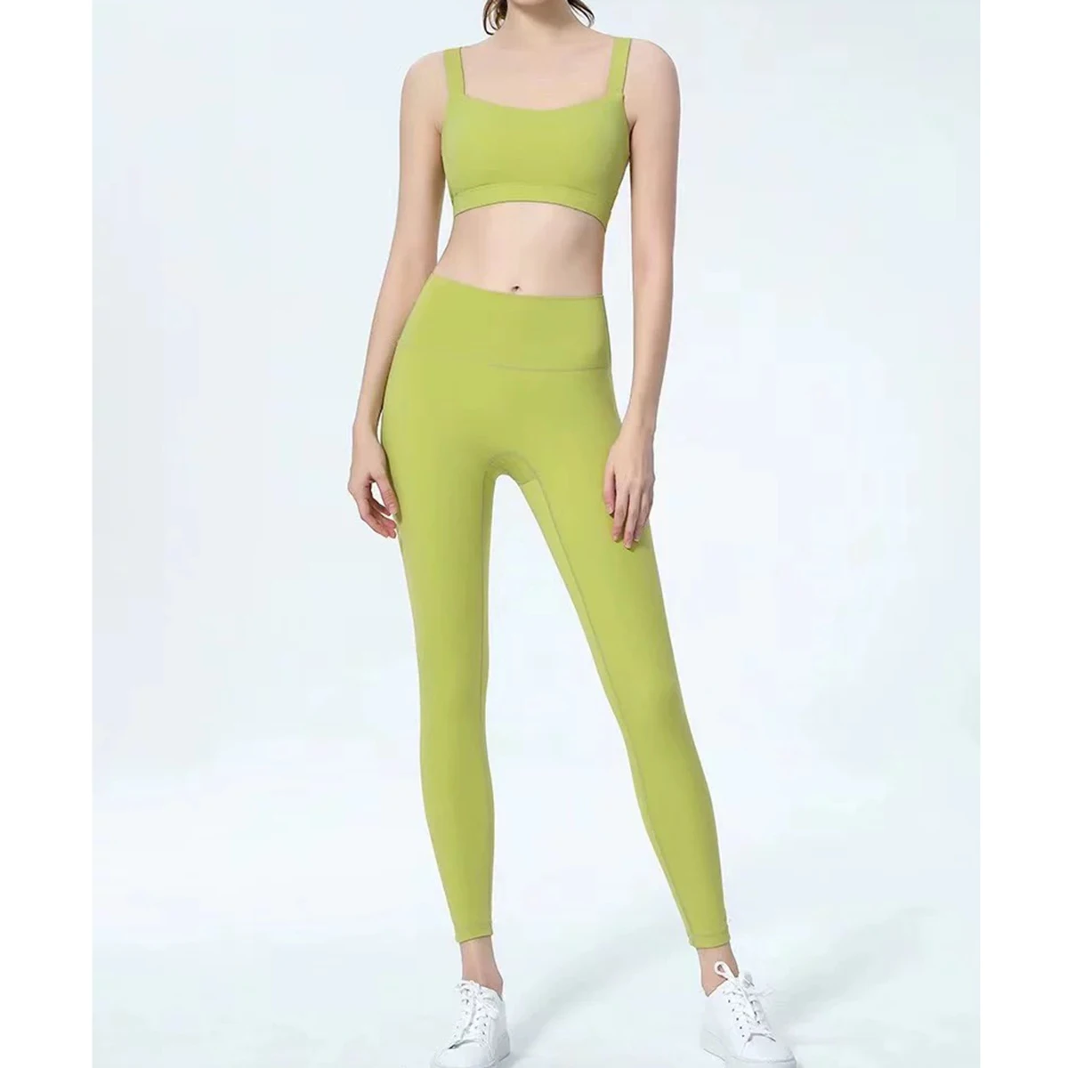 ผู้หญิงชุดออกกําลังกายโยคะคงที่ One Piece กีฬา Bra Nude เอวสูงยกสะโพกกางเกง Activewear เสื้อผ้าออกกําลังกาย