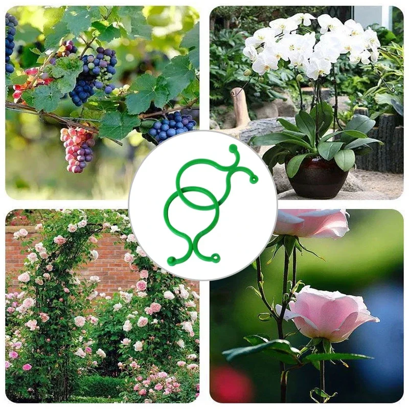 50/100Pcs Garden Vine Tying Clips Plant Vegetable Tomato Binding Fixing Clip 8 Word Buckle Gardening Plant Stand Tool Accessory